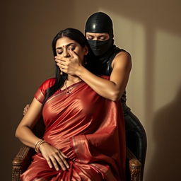 A sensual image featuring two attractive Indian women
