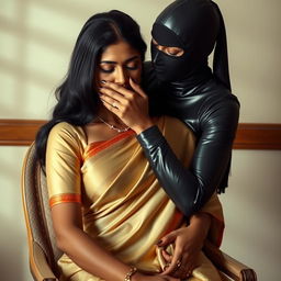A sensual image featuring two attractive Indian women