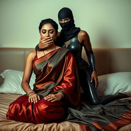 A captivating scene featuring two attractive Indian women, Lala and Lisa