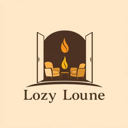 A stylish and modern logo design featuring a cozy room silhouette with a warm, flickering flame or candle at the center