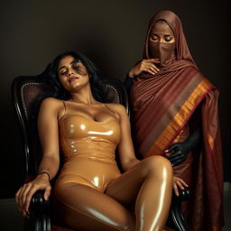 A captivating scene featuring two attractive Indian women, Lala and Lisa