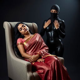 A visually striking scene featuring two attractive Indian women, Lala and Lisa