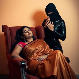 A visually striking scene featuring two attractive Indian women, Lala and Lisa