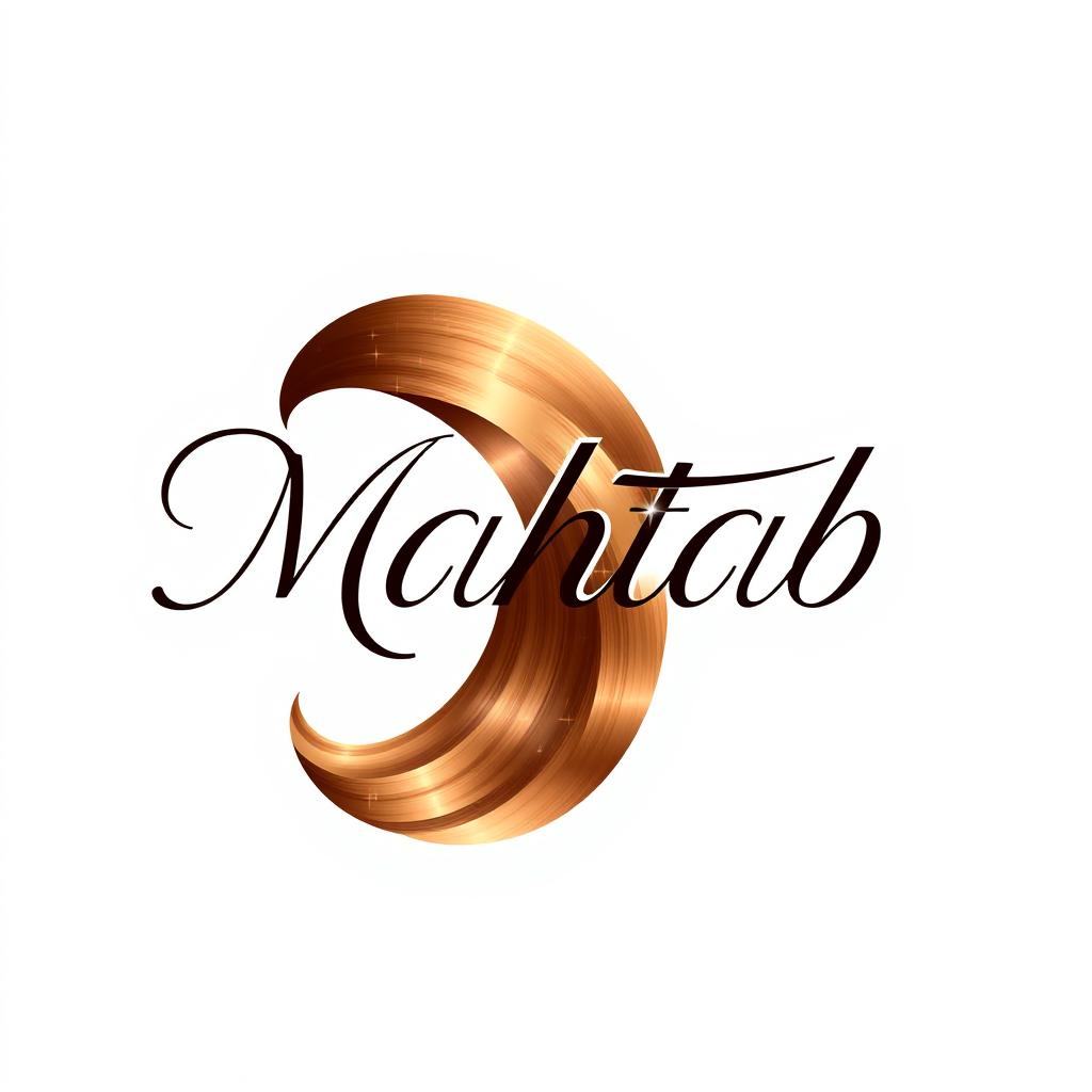 A modern and elegant logo design for a hair color brand named 'Mahtab'