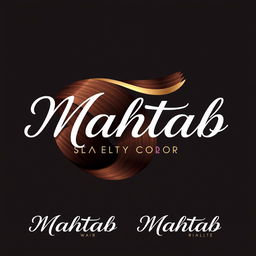 A modern and elegant logo design for a hair color brand named 'Mahtab'
