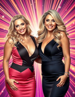 Two sexy and confident Arab blonde lesbian women, both aged 40, showcasing their beauty and charm