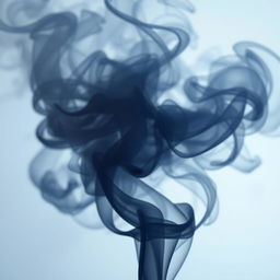 A beautiful, swirling cloud of smoke in shades of grey and blue, gracefully rising in the air