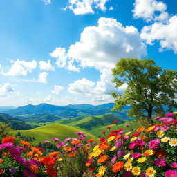 A stunning, vibrant image featuring a beautiful landscape background with vivid colors