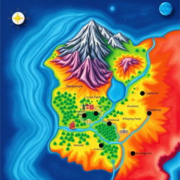An imaginative physical map of an imaginary nation named, "Lunarisia