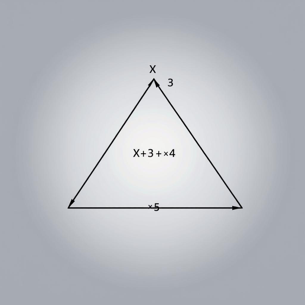 A visually appealing diagram of triangles with sides labeled as X+3, X+4, and X+5
