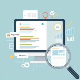 An engaging and informative illustration depicting the concept of SEO (Search Engine Optimization)