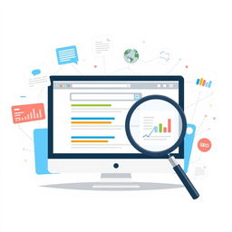 An engaging and informative illustration depicting the concept of SEO (Search Engine Optimization)
