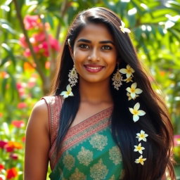 A beautiful Bengali woman dressed in a traditional sleeveless blouse, featuring intricate patterns
