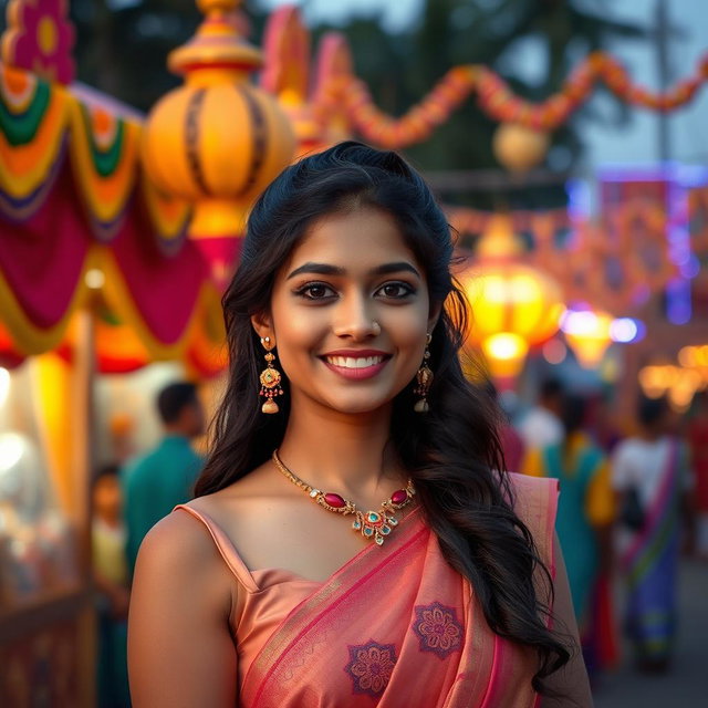 A beautiful Bengali woman wearing a traditional sleeveless blouse, her hair styled elegantly, adorned with traditional Bengali jewelry