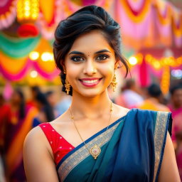 A beautiful Bengali woman wearing a traditional sleeveless blouse, her hair styled elegantly, adorned with traditional Bengali jewelry