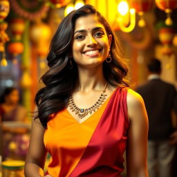 A confident Bengali woman wearing a stylish sleeveless blouse, showcasing her natural armpit hair, embracing body positivity and cultural expression
