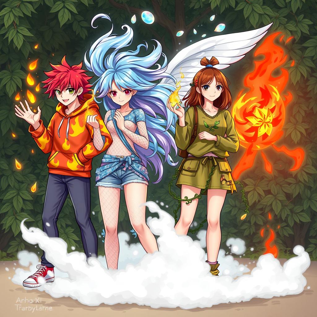 Four teenagers each possessing powers of the elements: fire, air, water, and earth