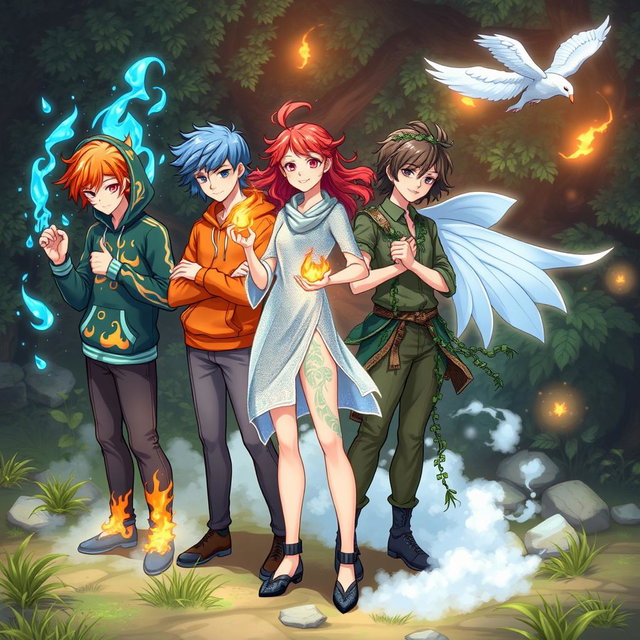 Four teenagers each possessing powers of the elements: fire, air, water, and earth