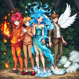 Four teenagers each possessing powers of the elements: fire, air, water, and earth