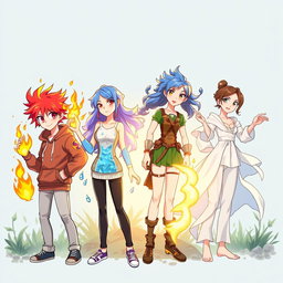 Four teenagers each possessing powers of the elements: fire, air, water, and earth
