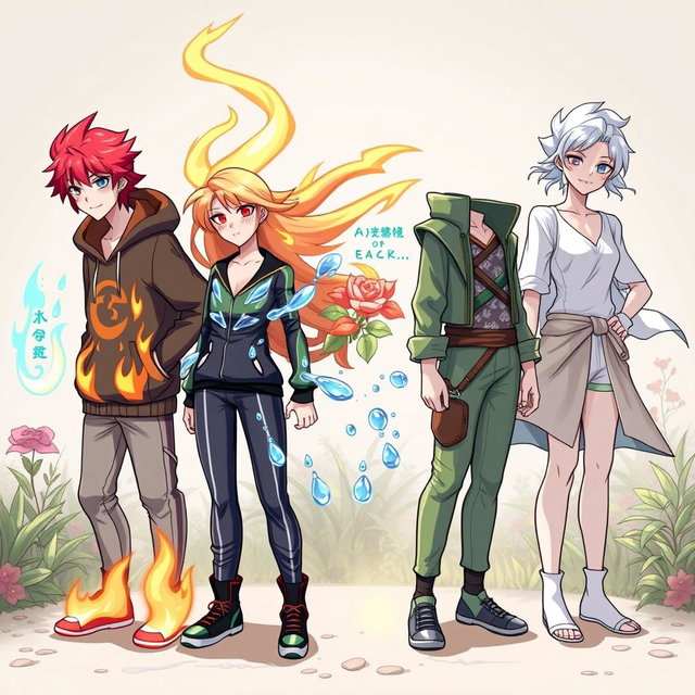 Four teenagers each possessing powers of the elements: fire, air, water, and earth