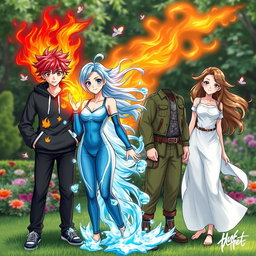 Four teenagers each possessing powers of the elements: fire, air, water, and earth