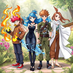Four teenagers each possessing powers of the elements: fire, air, water, and earth