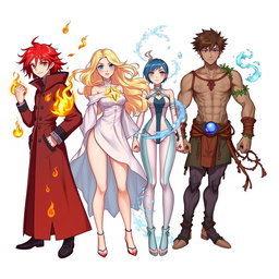 Four teenagers, each representing a different elemental power: fire, air, water, and earth