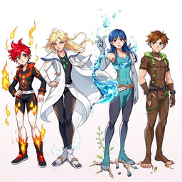 Four teenagers, each embodying one of the elemental powers: fire, air, water, and earth