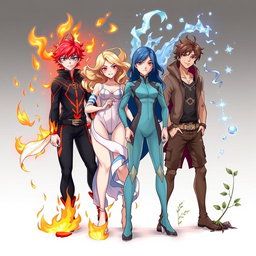 Four teenagers, each embodying one of the elemental powers: fire, air, water, and earth