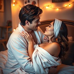 An intimate scene depicting a couple in a romantic embrace, showcasing their deep connection and love for each other