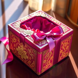 A beautifully designed special box, featuring elegant intricate patterns and vibrant colors