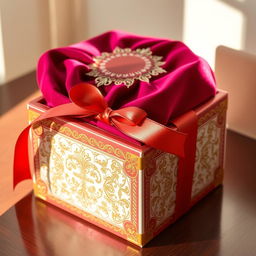 A beautifully designed special box, featuring elegant intricate patterns and vibrant colors