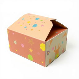 A unique and affordable box design, featuring a simple yet functional shape with a playful and colorful aesthetic