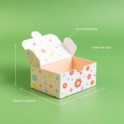 A unique and affordable box design, featuring a simple yet functional shape with a playful and colorful aesthetic