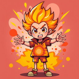 A stylized character representation of 'Explosion' as a person