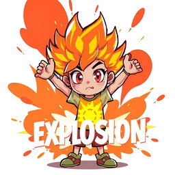 A stylized character representation of 'Explosion' as a person