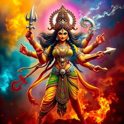 A fierce and powerful depiction of Maa Durga, showcasing her anger and strength