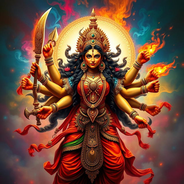 A fierce and powerful depiction of Maa Durga, showcasing her anger and strength