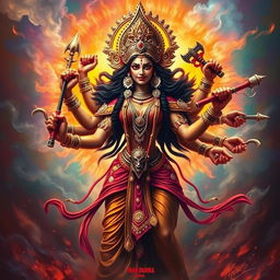 A fierce and powerful depiction of Maa Durga, showcasing her anger and strength