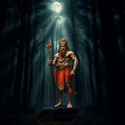 A very dark and mystical forest, with tall, dense trees shrouded in mist, creating an eerie yet enchanting atmosphere