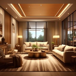 Design a 7.50m x 4.00m residential living room reception area, decorated in a modern style with inviting, warm and cozy furniture, inclusive of an impressive dining table.