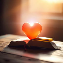 A glowing heart radiating vibrant light at the center of an artistic thumbnail design, accompanied by an open Bible resting beside it, showcasing the pages brightly illuminated