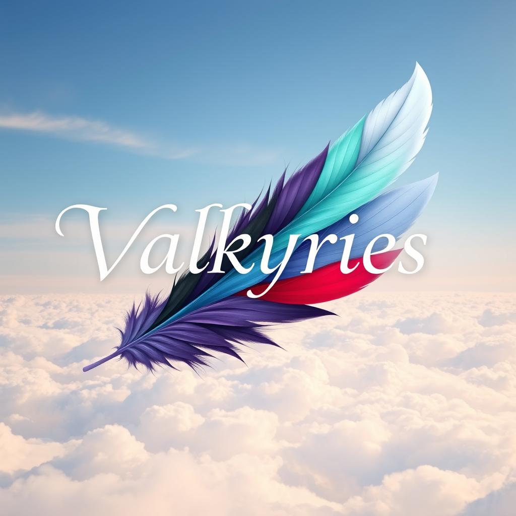 An elegant depiction of the title 'Valkyries' featuring a sophisticated font over a soft, luminous sky filled with gentle clouds