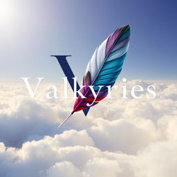An elegant depiction of the title 'Valkyries' featuring a sophisticated font over a soft, luminous sky filled with gentle clouds