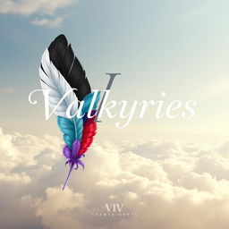 An elegant depiction of the title 'Valkyries' featuring a sophisticated font over a soft, luminous sky filled with gentle clouds
