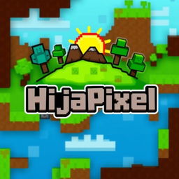 An artistic interpretation of a Minecraft-inspired logo, featuring the text 'HijaPixel' in a fun and playful blocky font