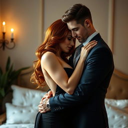 A sensual and intimate scene between an attractive couple, embodying a passionate and romantic relationship