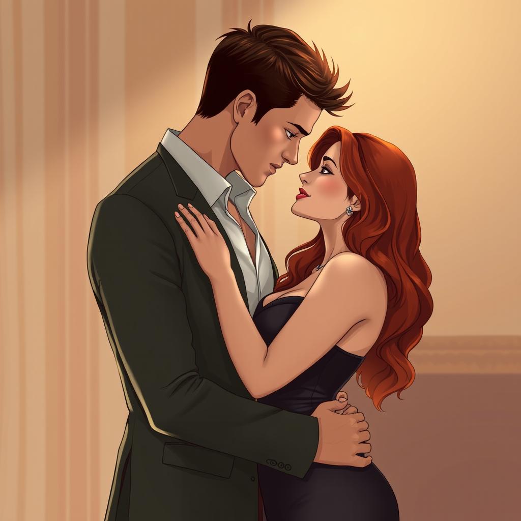 A sensual and intimate scene between an attractive couple, embodying a passionate and romantic relationship
