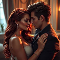 A sensual and intimate scene between an attractive couple, embodying a passionate and romantic relationship